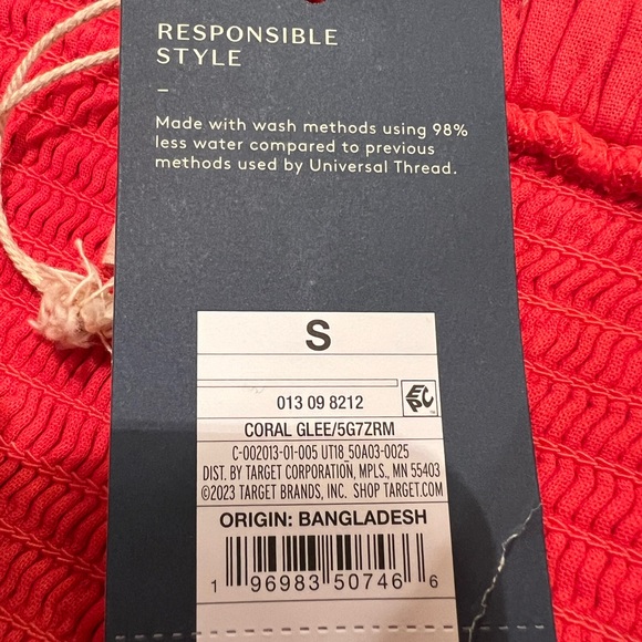 NWT Universal Thread Coral Strapless Cotton Midi Dress - Picture 5 of 15